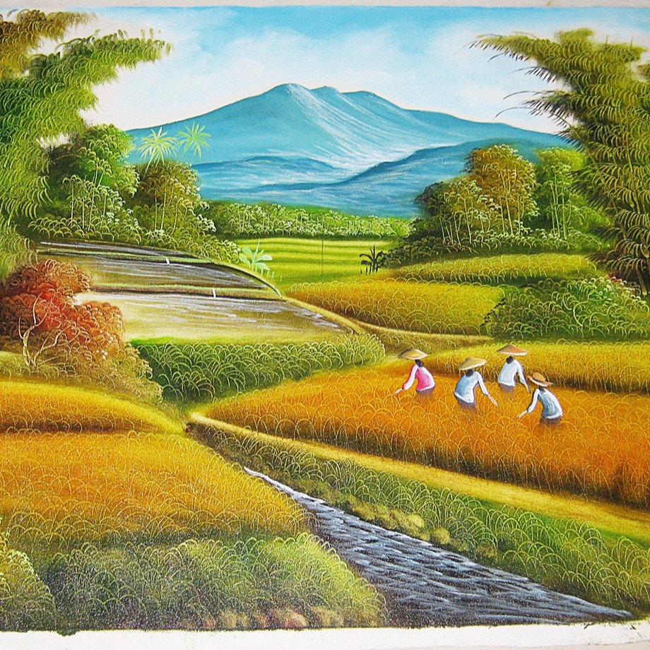 lukisan pemandangan gunung