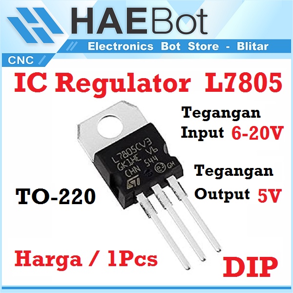 Jual [HAEBOT] IC Regulator Tegangan Voltage 5V L7805 LM7805 7805 DIP ...