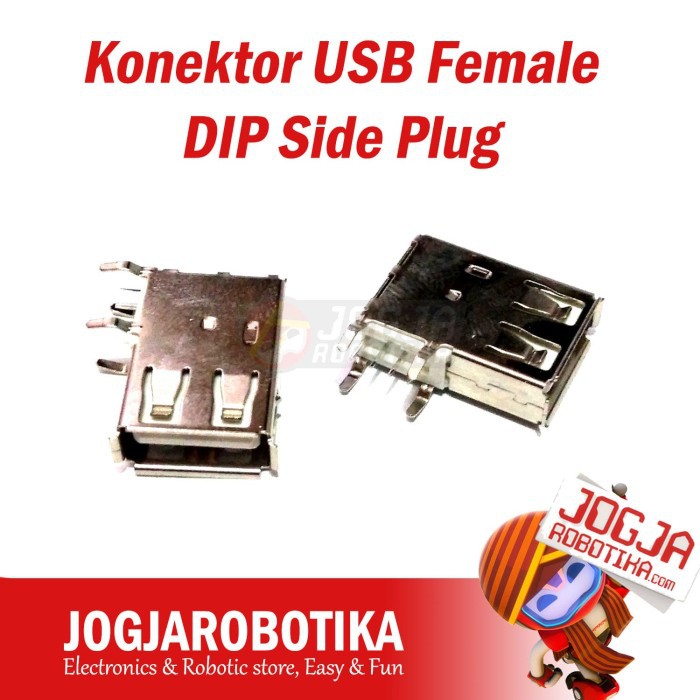 Jual Soket Konektor USB Female Type A Side Plug Vertical USB Socket ...
