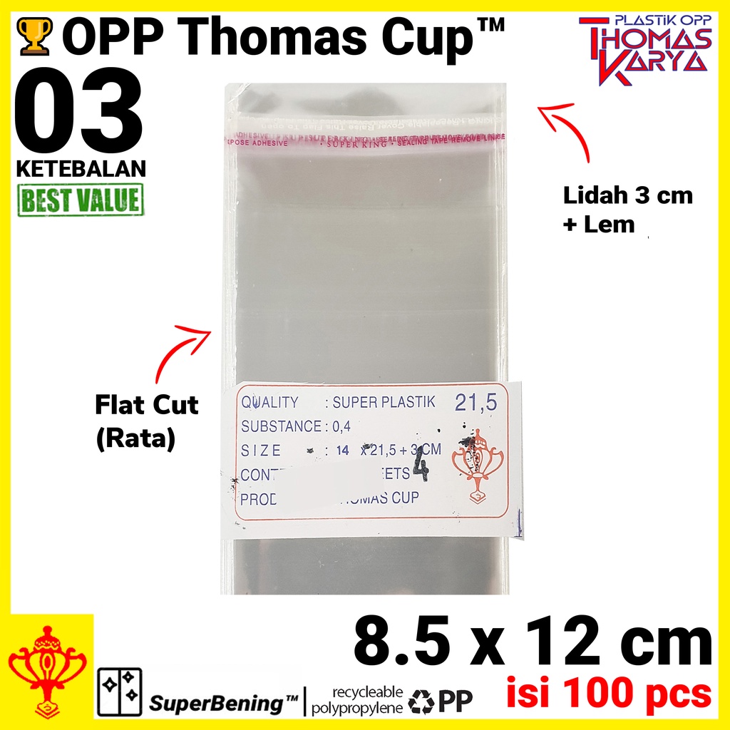 Jual Plastik OPP 8,5x12 Lem isi 100 Kantong Bening Kemasan Kertas A7 ...