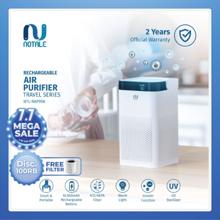 Jual Notale Air Purifier Travel Series Rechargeable HEPA 13 UV Killer