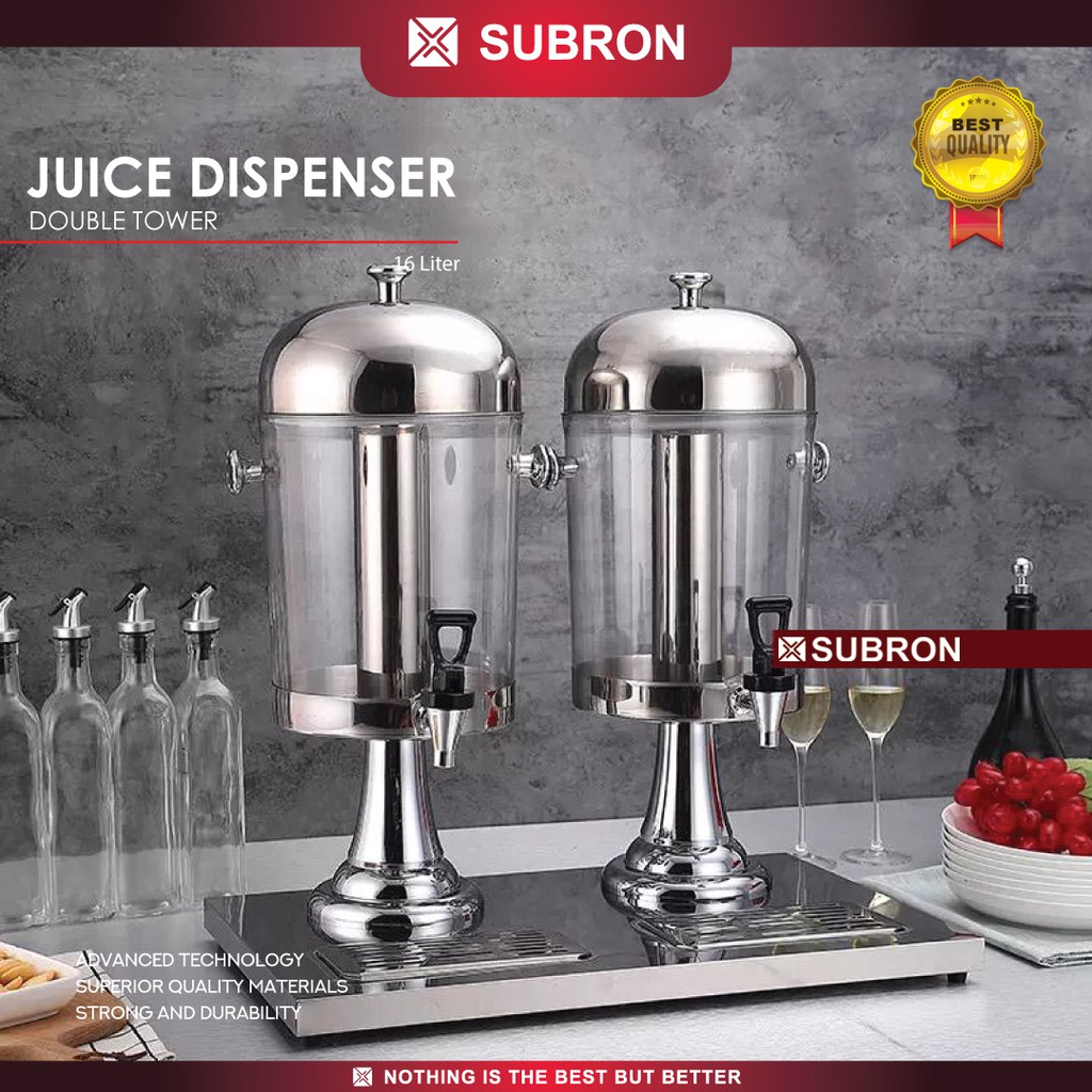 Jual SUBRON Juice Jus Dispenser Tower Double Minuman 16 Liter Stainless ...