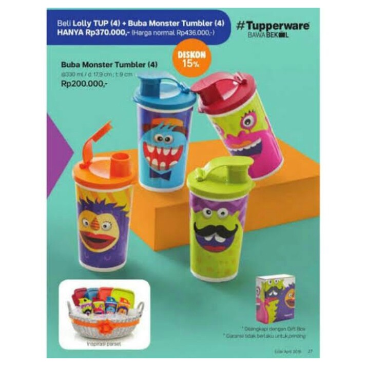 Jual Tumbler Tupperware Anak-Anak/Kid (Buba Monster Tumbler) | Shopee ...