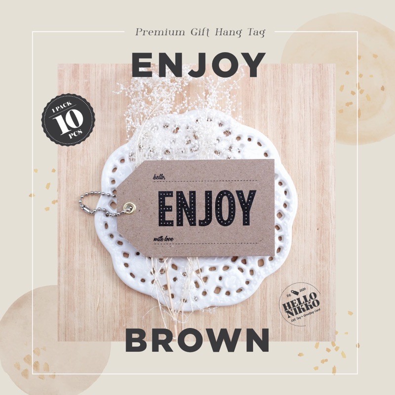 Jual Enjoy brown gift tag - Hang tag kartu ucapan kado sticker hampers ...