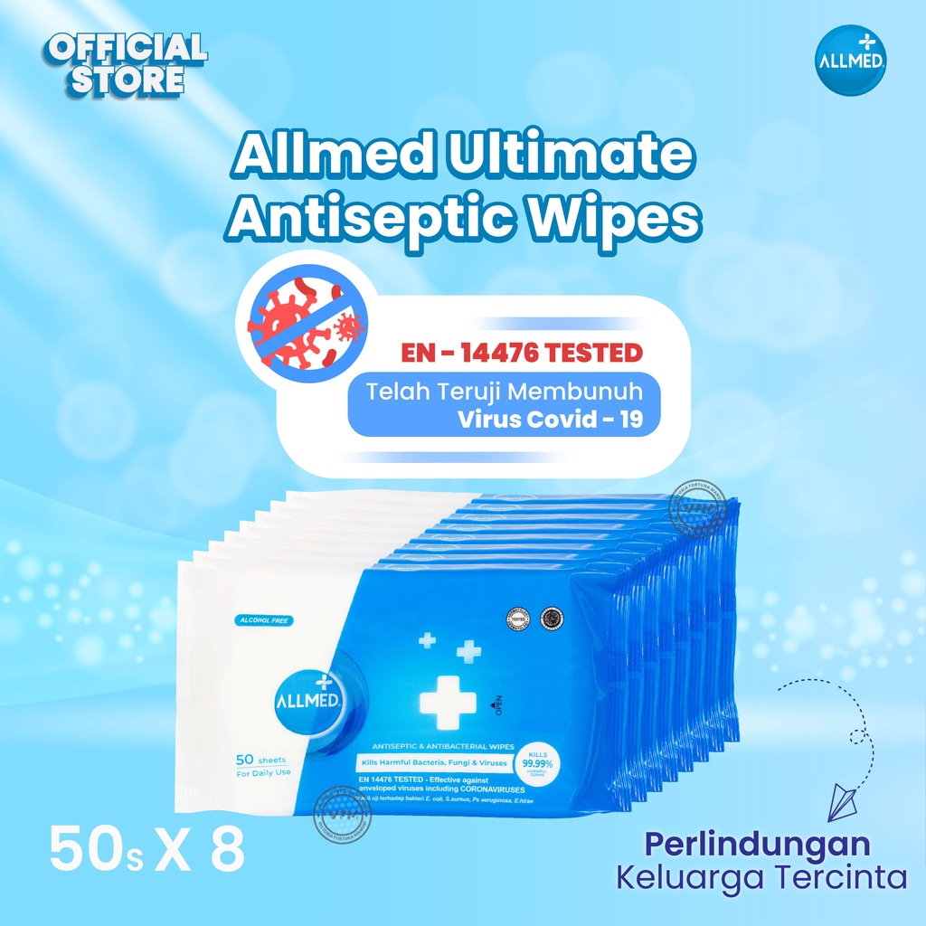 Jual Allmed Ultimate Antiseptic Wipes 50s (X8) Shopee Indonesia