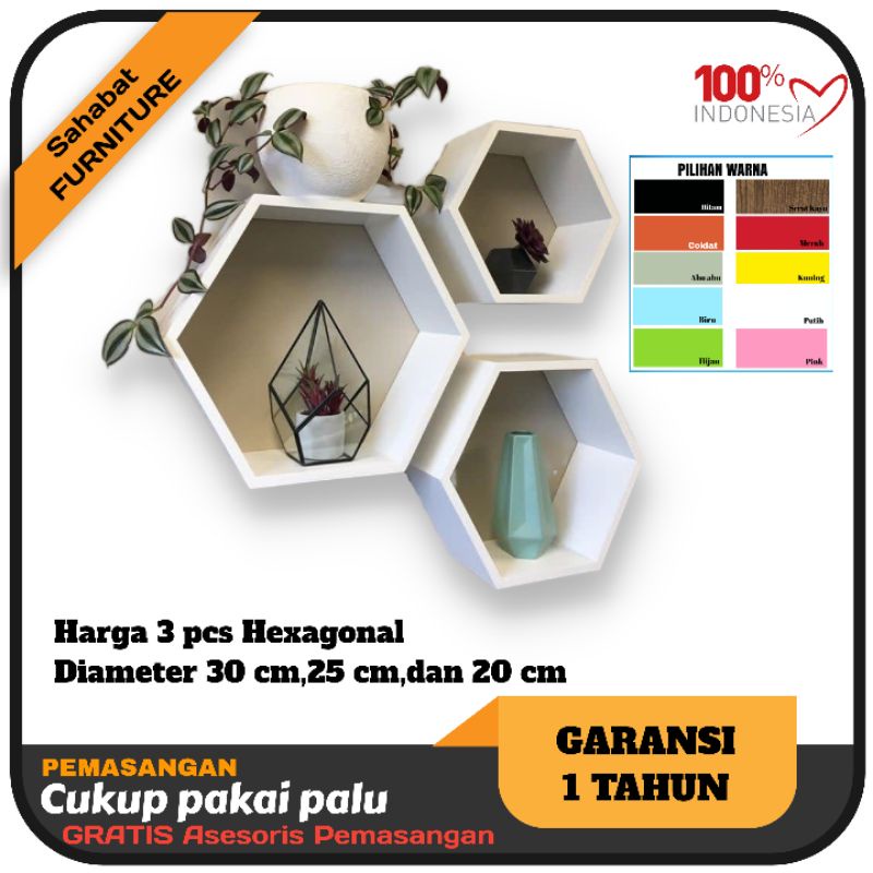 Jual Rak Dinding Kayu Segi Enam Hexagonal Shopee Indonesia 2499