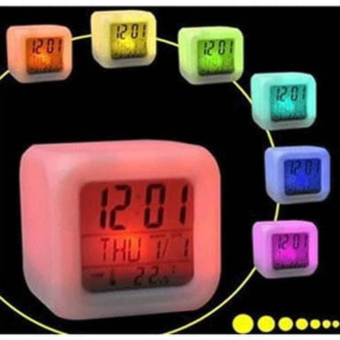 Jual Jam Meja Kubus Glowing Led Color Change Digital Alarm Clock Moodicare Shopee Indonesia