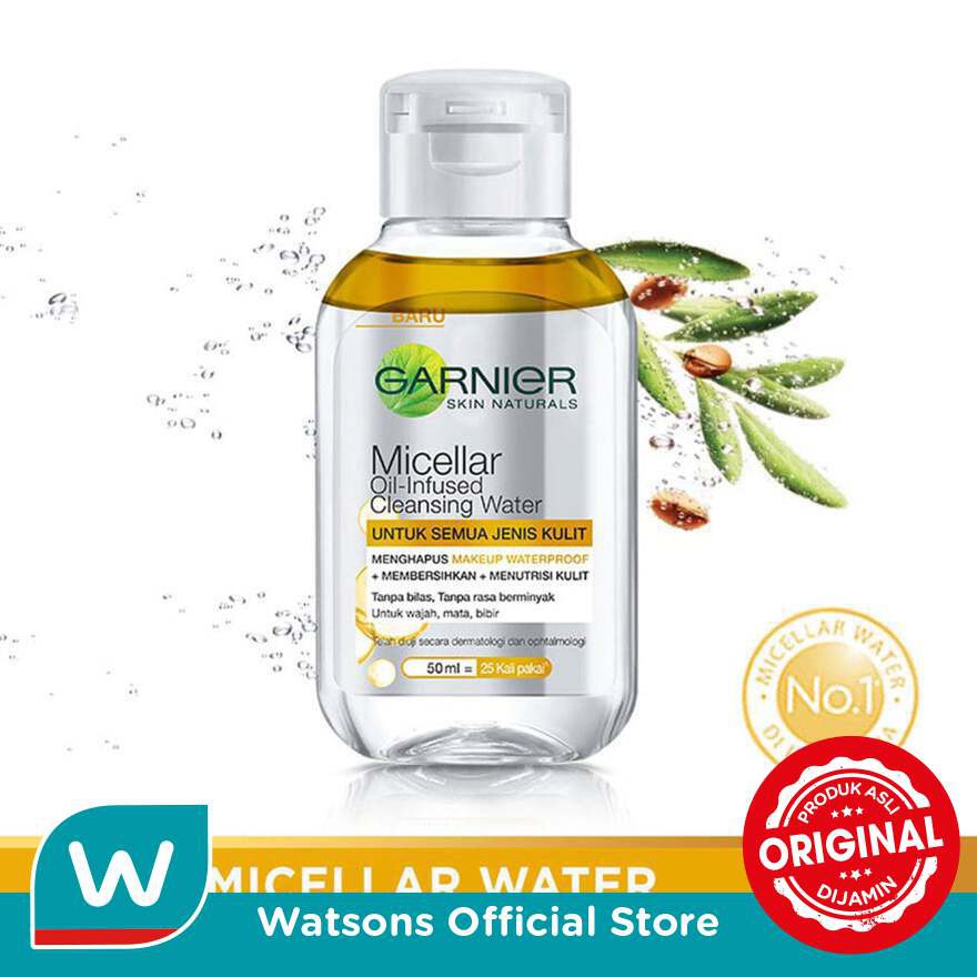 Garnier SkinActive Mizellenwasser 2-Phasen Mit Arganöl – 100 Ml, Wasserfestes Make-up Entfernend