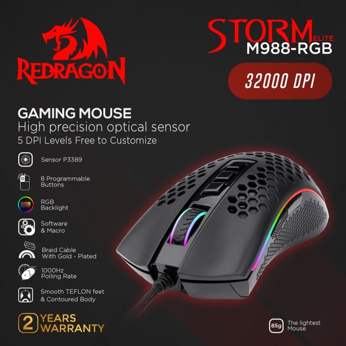 Jual Redragon Gaming Mouse RGB STORM ELITE - M988-RGB | Shopee Indonesia