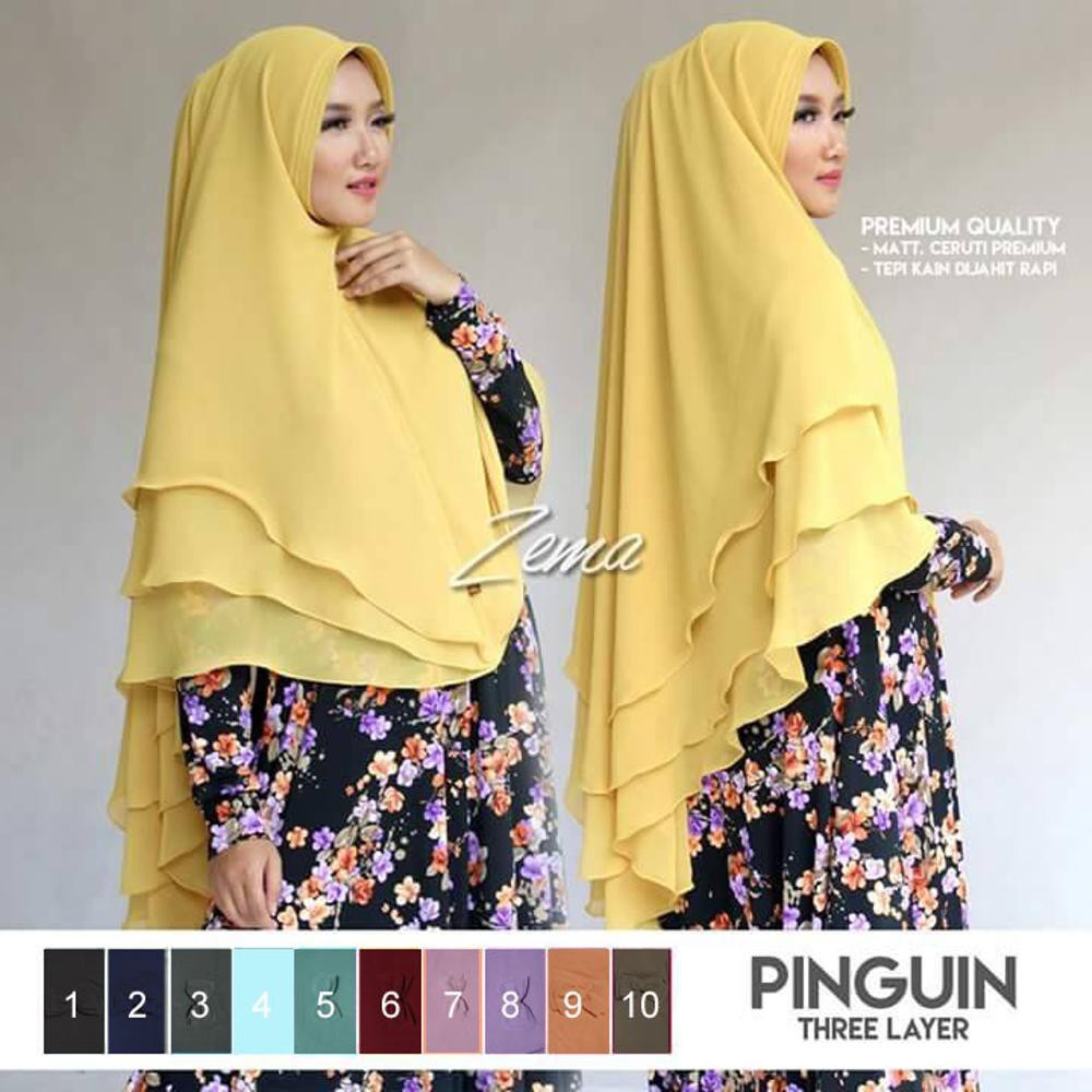 Jual Jilbab Khimar Pinguin 3 Layer Ppinguin Three Layer Mohon Tanya