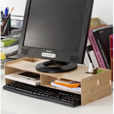 Jual Rak Keyboard Kayu Wooden Shelf 2 susun organizer rak komputer ...