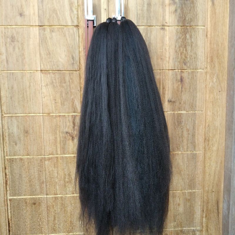 Jual rambut cemara tanpa tulang panjang 1 meter hitam polos | Shopee ...