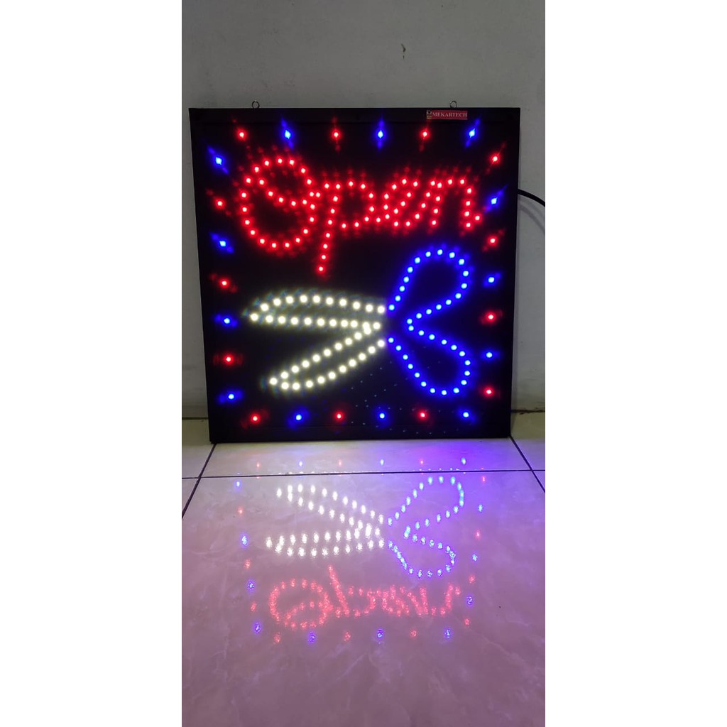 Jual Papan Tulisan Lampu Led Sign Display Open Logo Gunting Barber Shop Best Seller Shopee 6989