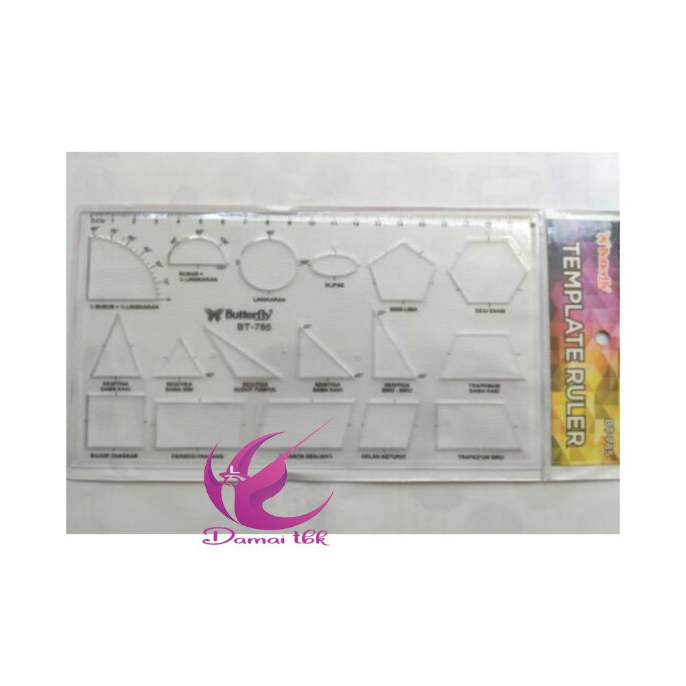 Jual Penggaris Butterfly BT-785 Aneka Bentuk Bangun Matematika | Shopee ...