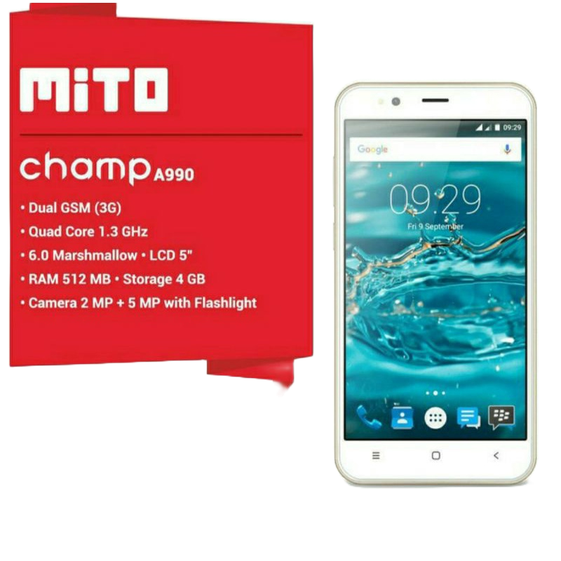Jual Hp Mito A990 CHAMP Ram 512GB/4GB 5 inch 3G Promo cuci gudang ...