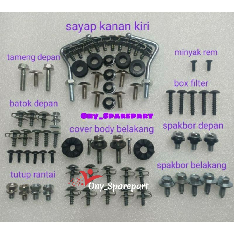 Jual Baut Karet Ring Bosh Sekrup Baut Lengkap Full Body Suzuki Smash