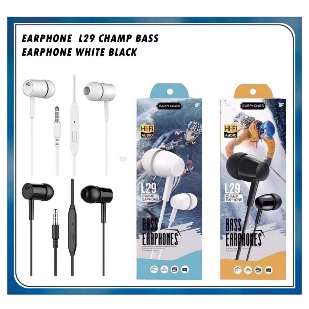 Jual Earphone Headset L29 With MIC Bass Earphones Shopee Indonesia - Main Image