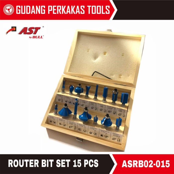Jual Bull Router bit set 15pcs mata profil kayu set AST | Shopee Indonesia