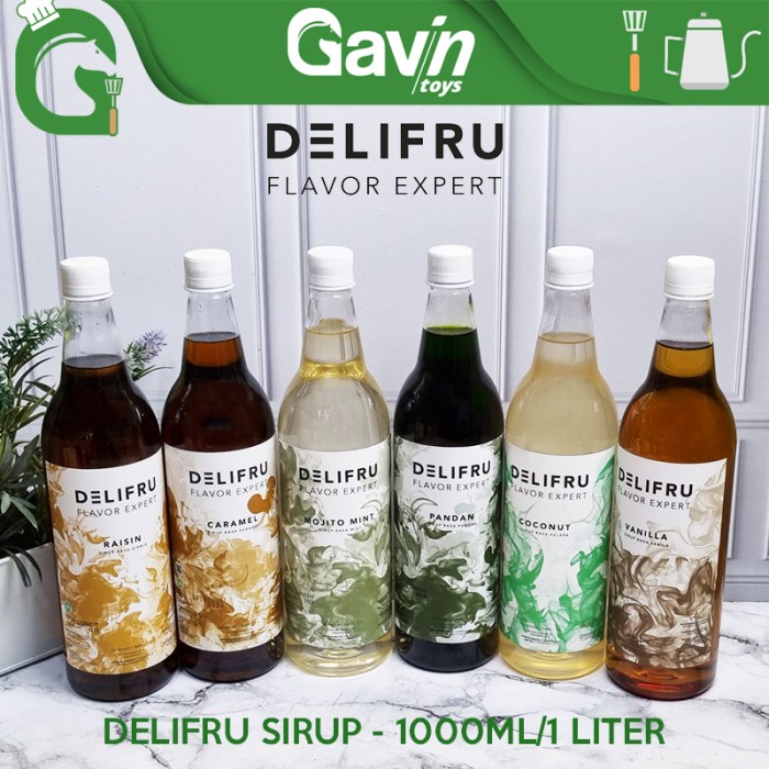 Jual Sirup Delifru 1l Rasa Caramel Vanilla Pandan Kelapa Mint Raisin