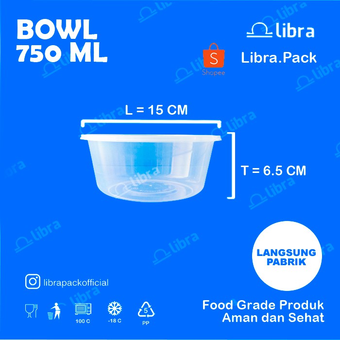 Jual 25 Pcs Thinwall 750 Ml Pack Bowl Mangkok Mangkuk Bulat Bakso