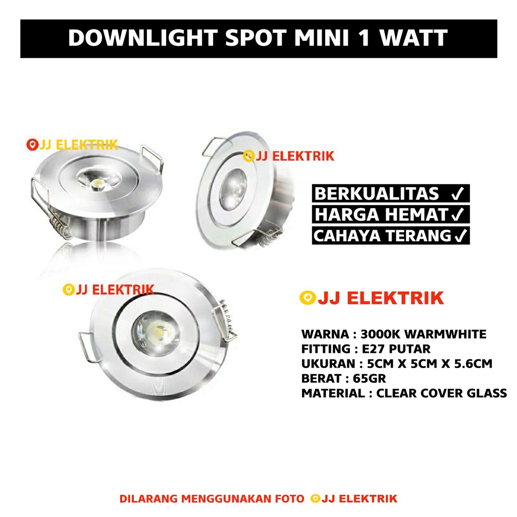 Jual Lampu LED Sorot Spotlight 1 Watt 1W Downlight Spot Mini 1 Mata