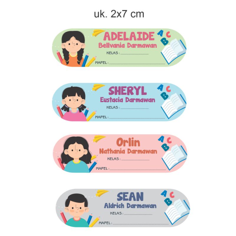 Jual PO Sticker label nama, kelas, mata pelajaran utk buku sekolah anak ...