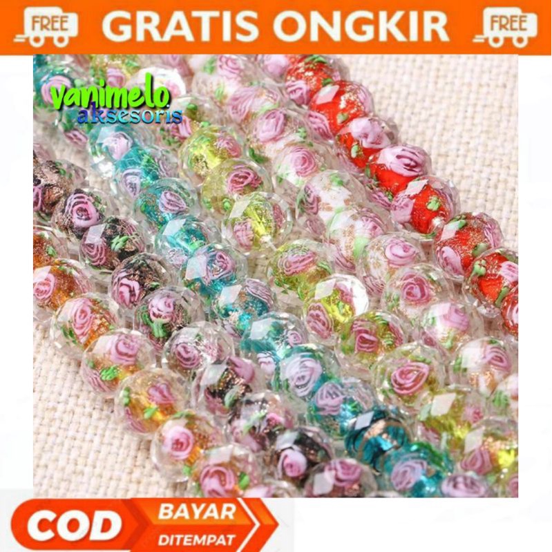 Jual Manik Manik Batu Crystal Bunga Murano 1 String | Shopee Indonesia