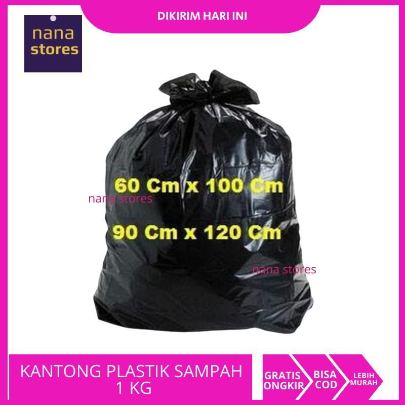 Jual Plastik Sampah Kantong Sampah Hitam Trashbag Trash Bag Kantong Besar Ukuran 60x100 Cm 7994