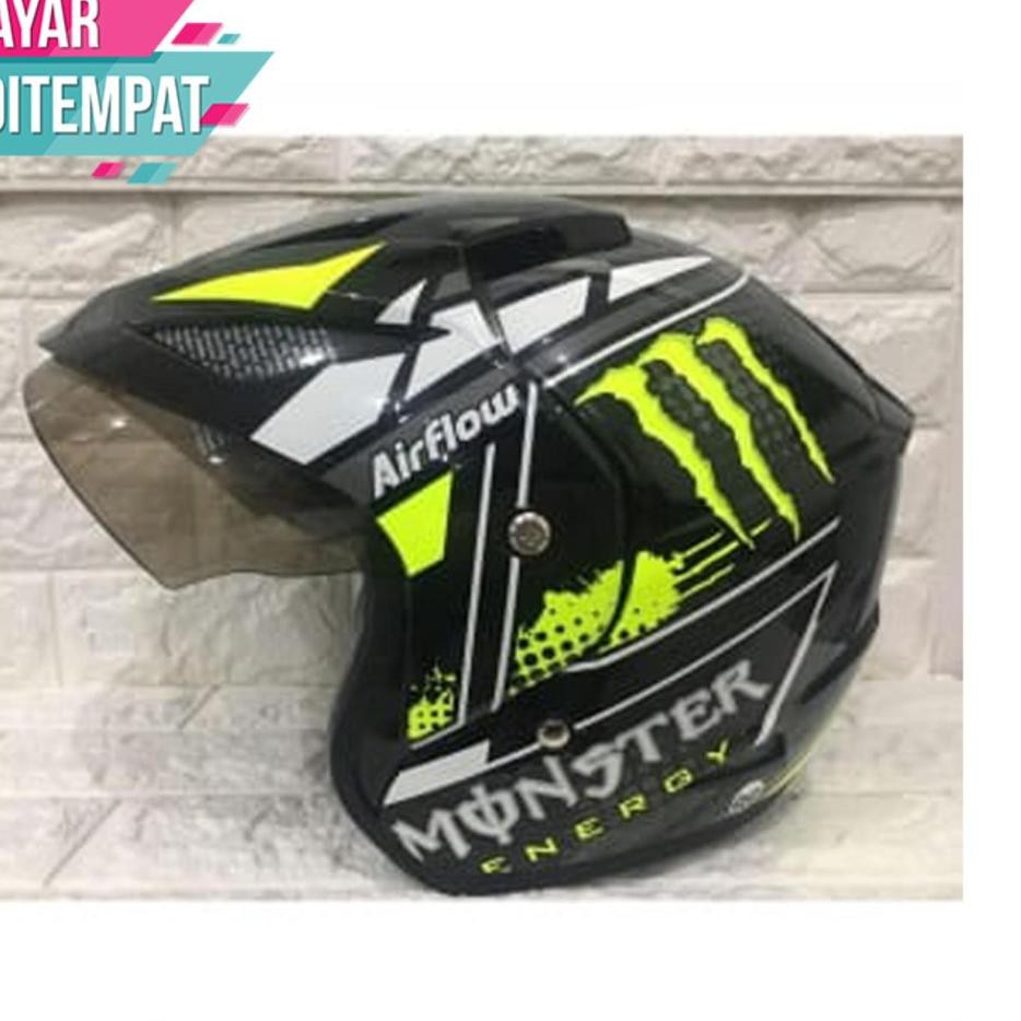 Jual Paling Baru Helm Motor SNI Monster BXP Ori Hitam KUNING Setara
