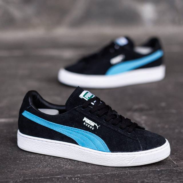 Puma suede hot sale black blue