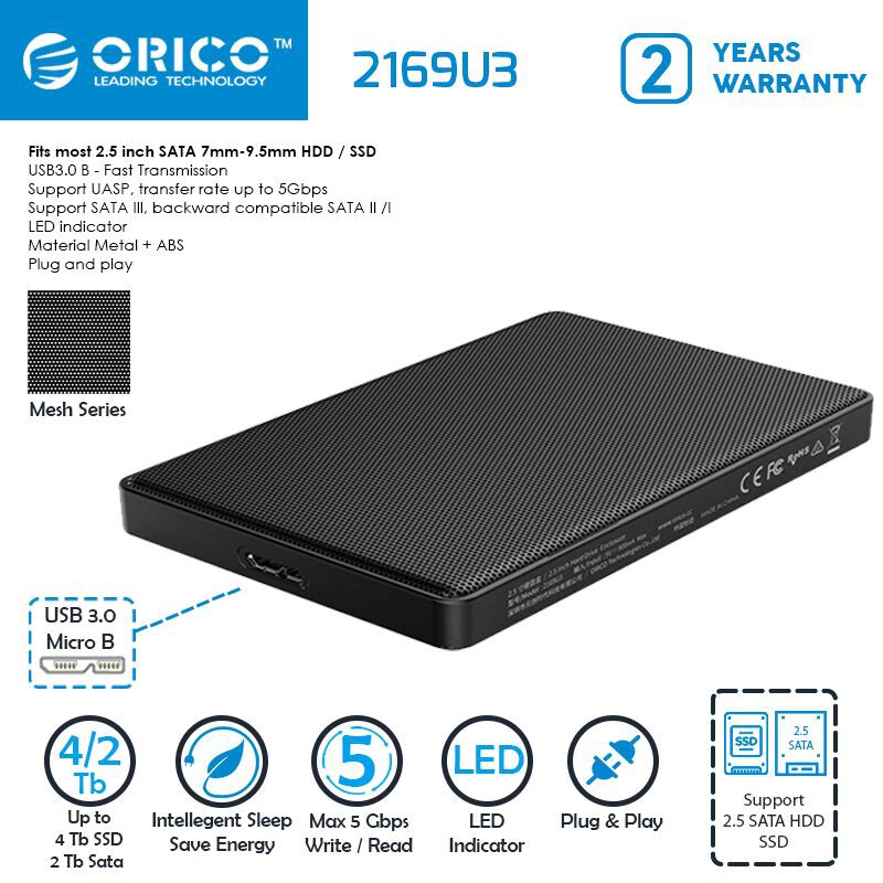 Jual Casing Hardisk Eksternal ( HDD External Case / Enclosure ) 2.5 inch  SATA USB 3.0 ORICO 2139U3 di Seller VIVAMart - Jatikarya, Kota Bekasi