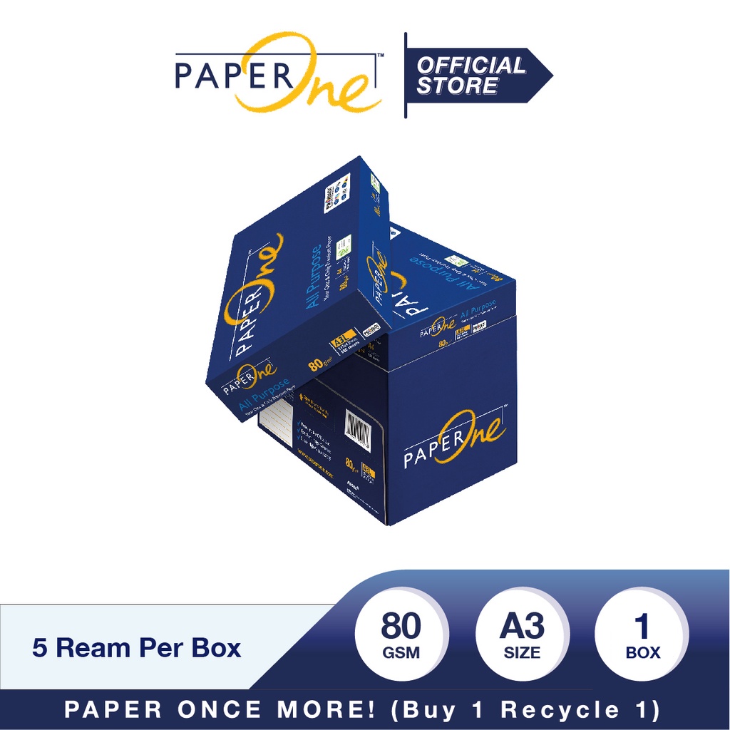 PaperOne Kertas A3 80gr All Purpose 1 Box (2500 lembar) Kertas HVS A3 Kertas Fotocopy (3)