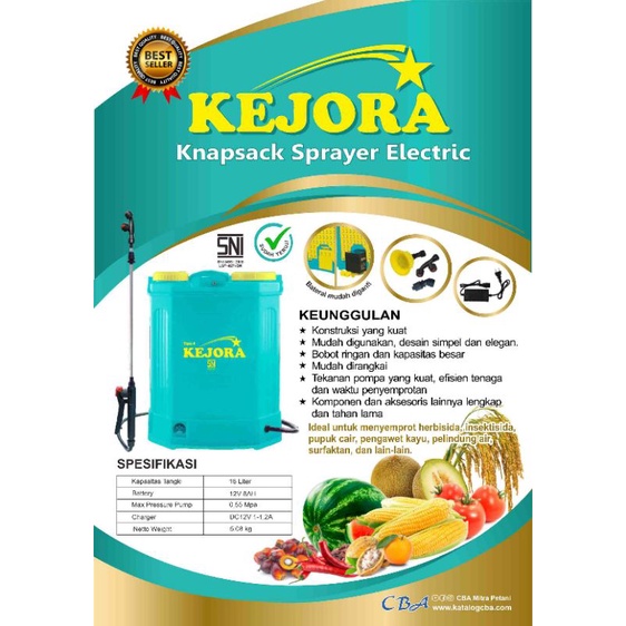 Jual Sprayer Tangki Semprot CBA KEJORA ELEKTRIK 16 L (Alat Semprot ...