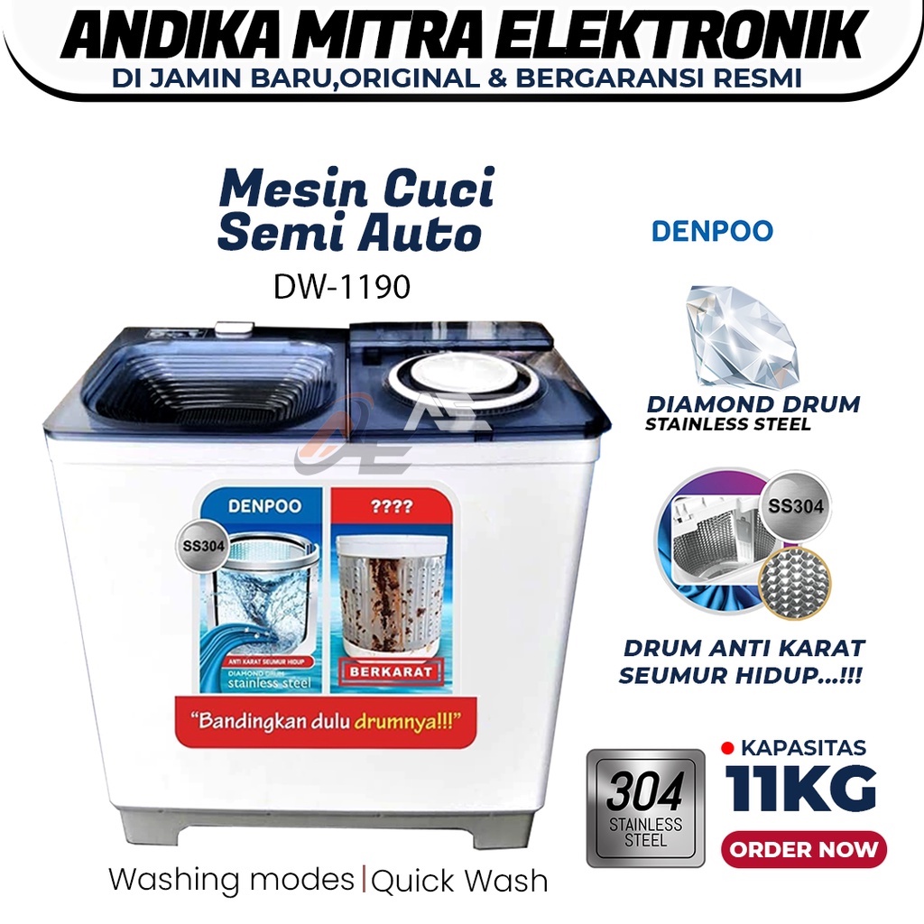 Jual Mesin Cuci Tabung Stainless Denpoo Kg Dw Shopee