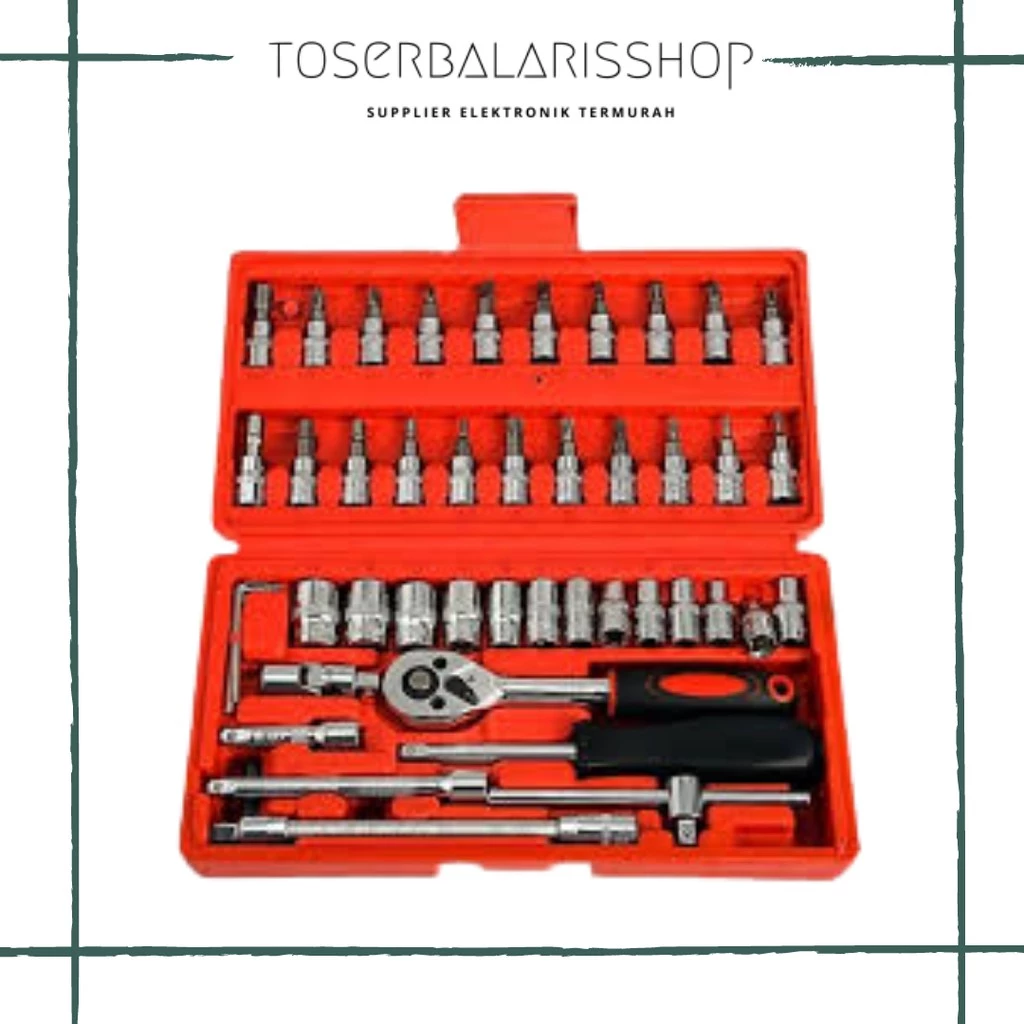 KUNCI SOK SET 46PCS/Kunci SOK 46 Pcs Full Set Lengkap Socket Tools Kit Pas Ring L Sepeda Motor DLL | AutoStock