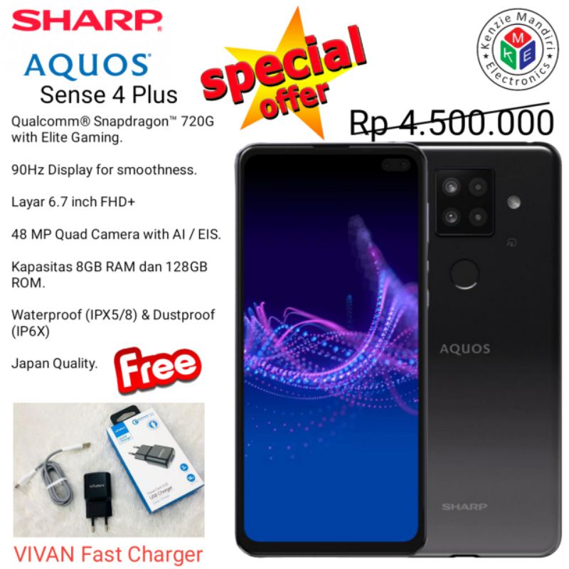 Jual HP SHARP AQUOS Sense 4 Plus RAM 8/128 New, Garansi Resmi