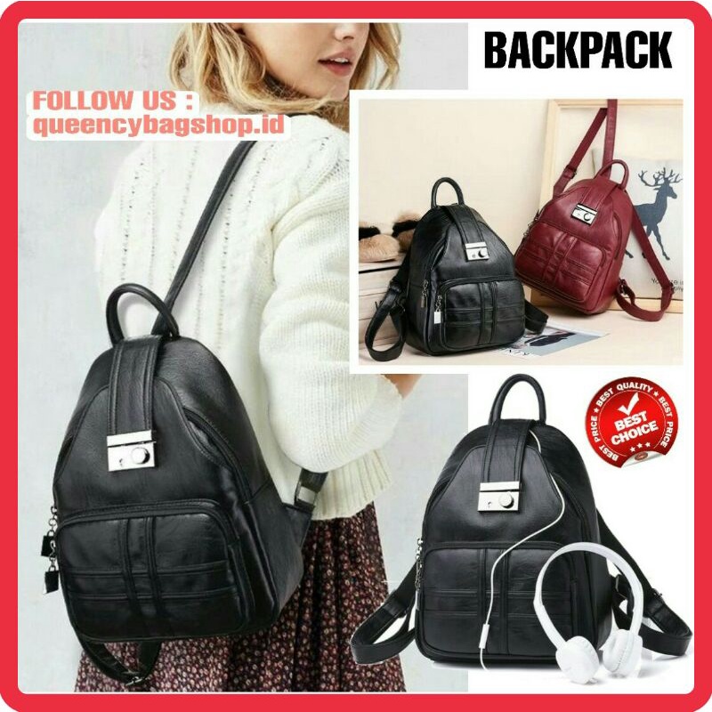 Jual Backpack Wanita Tas Ransel Wanita Import Batam Hitam Merah Sylish ...