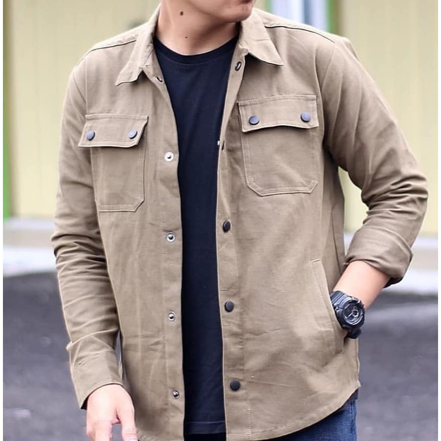 Jual Jaket Kemeja Semi Parka Trucker Size M L XL XXL | Shopee Indonesia