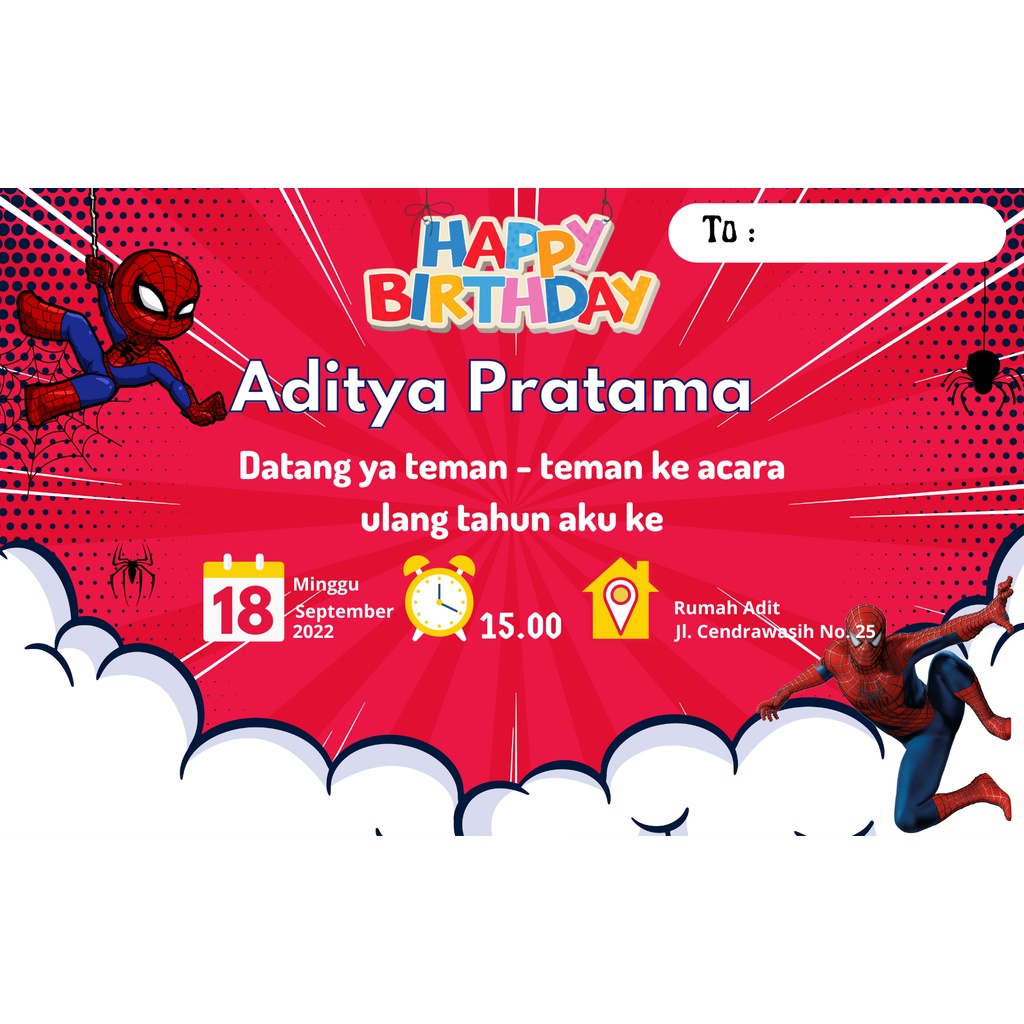 Jual Undangan custom ulang tahun birthday / Stiker kotak makanan