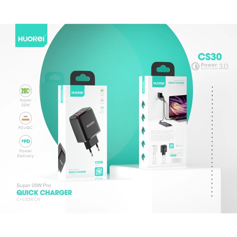 Jual HUOREI CS30 Super Quick Charger 2in1 Output Power Delivery 20w ...