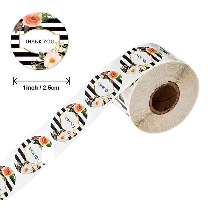 Jual [10 pcs] THANK YOU STICKER LABEL B&W KECIL STIKER BULAT THANKYOU