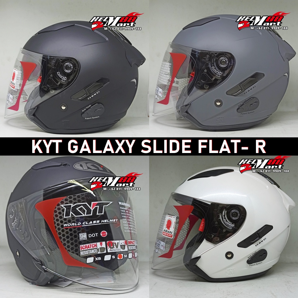 Jual Helm KYT Galaxy Slide FLAT R SOLID Helm Half Face (SUPPORT