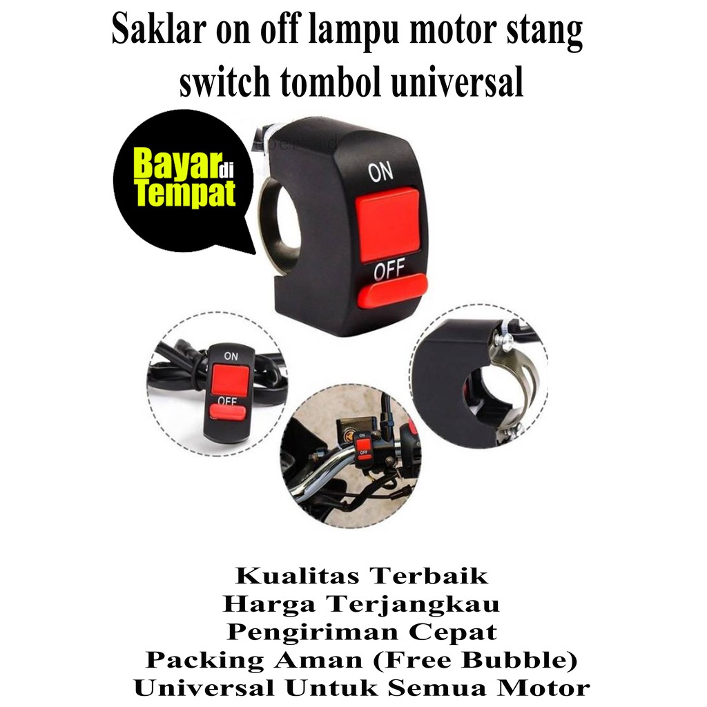 Jual Saklar on off lampu motor stang switch tombol universal /saklar ...