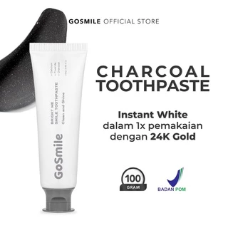 Go Smile Bright Me Smile Pasta Gigi Charcoal - PREMIUM TOOTHPASTE | Gigi Putih / Bebas Sensitif / Bebas Karang Gigi / Pasta Gigi Probiotik / Karang /odol pemutih gigi dan karang gigi / [BPOM]