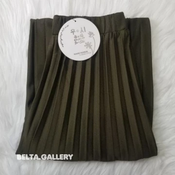Rok Plisket Panjang Wanita Korean Style Premium Maxi Skirt Polos Jumbo Bahan Mongle Mayung Flare