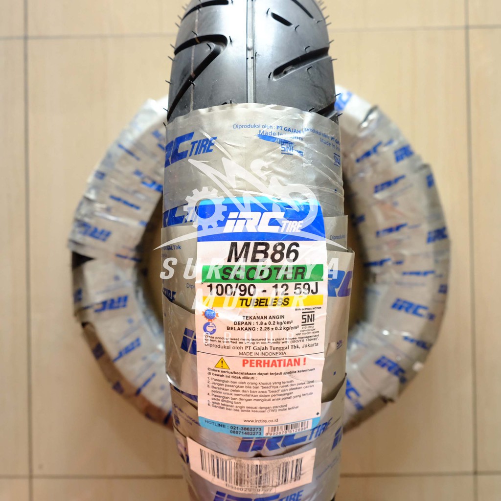 Jual Ban Tubeless IRC 100/90-12 MB86 Scoopy Ring 12 Sepeda Motor Matic ...