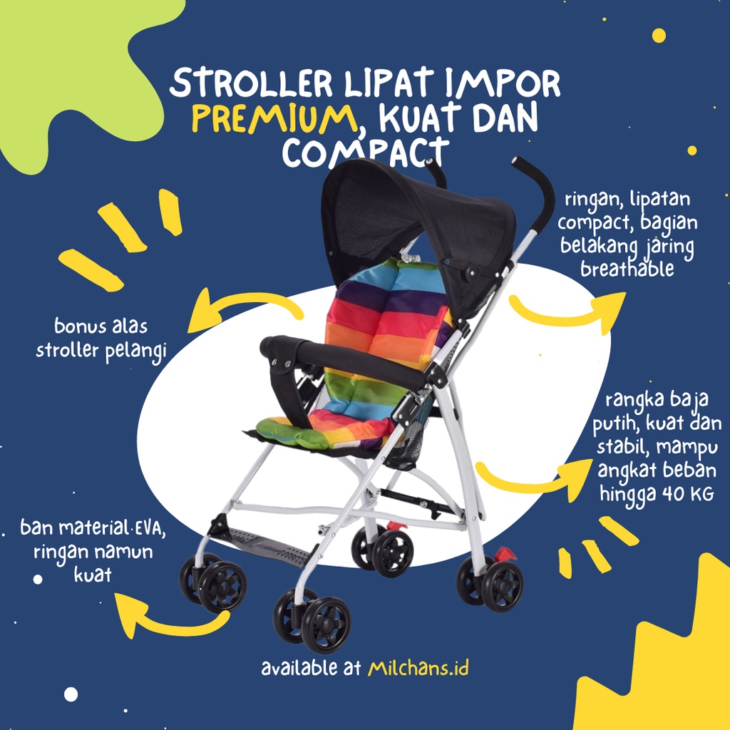 STROLLER LIPAT MURAH RINGAN MAMPU ANGKAT BEBAN HINGGA 40KG IMPOR PREMIUM Ringan dan Ringkas Cocok Untuk Bayi Usia 6 Bulan sampai 3 tahun kereta