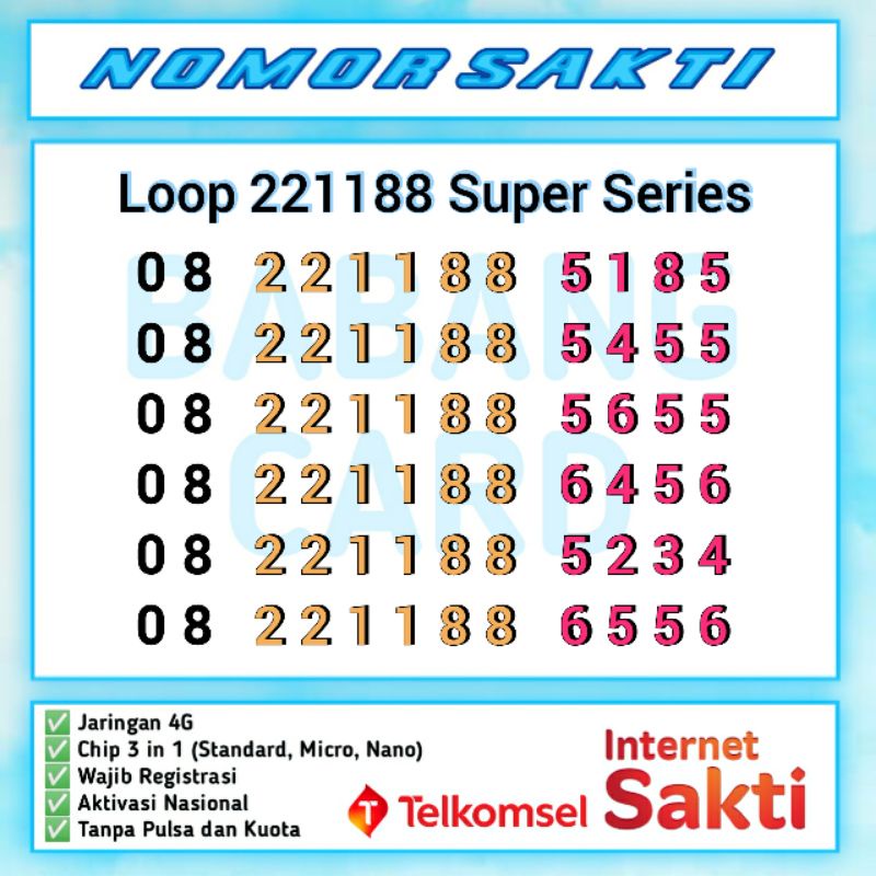 Jual Nocan Simpati Loop Seri 221188 Super Series | Shopee Indonesia