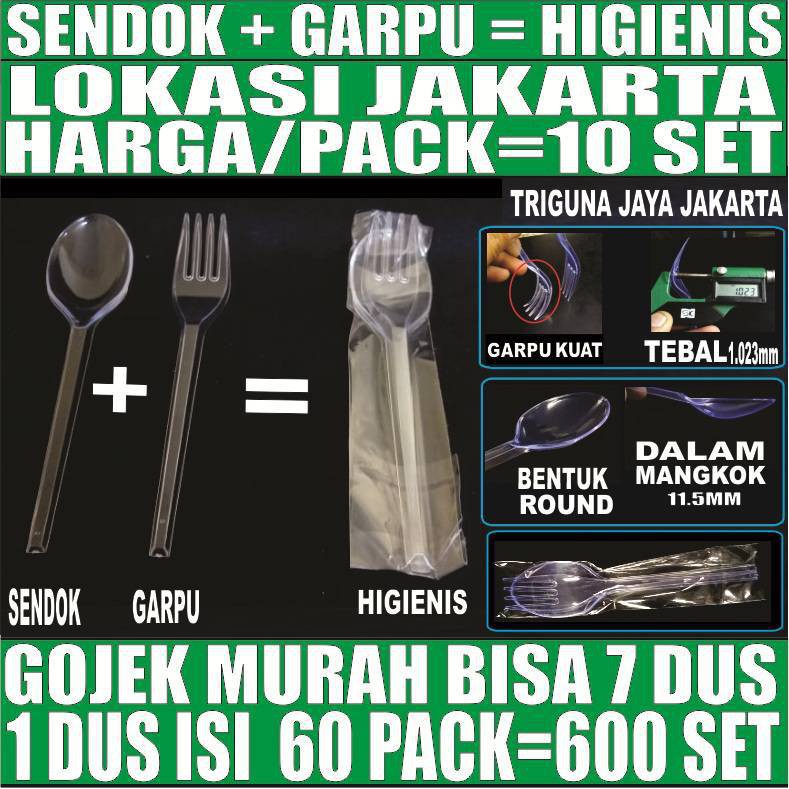 Jual Sendok Garpu Set Higienis Makan Plastik Bening Murah Shopee