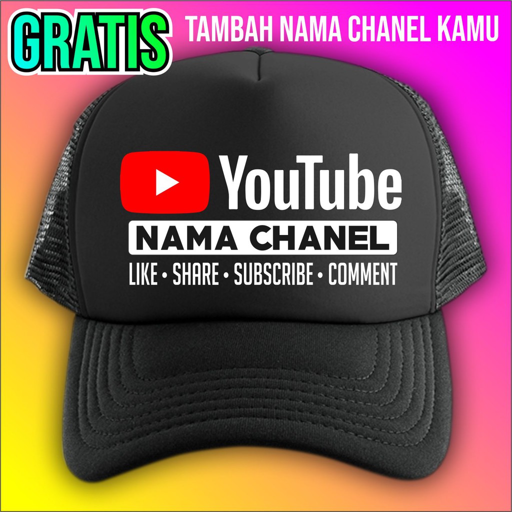 Jual Topi Youtube Trucker Jaring - Gratis tambah nama Channel - all ...